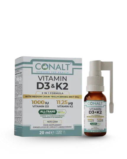 Vitamin D3 and K2 supplement bottle