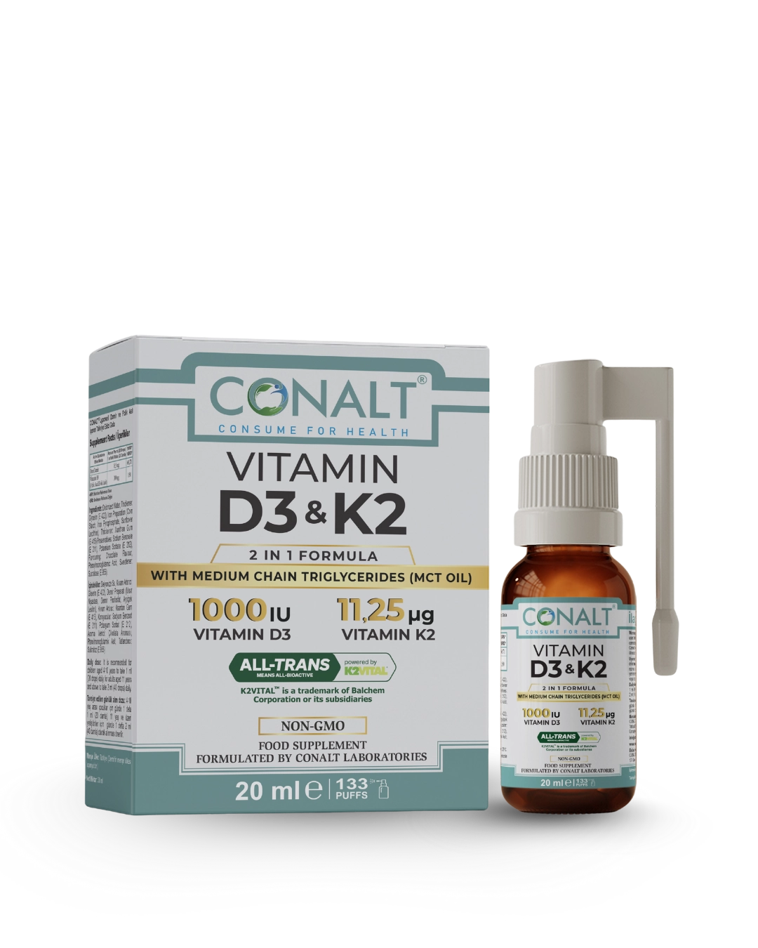 conalt-vitamin-d3k2-20ml Vitamin D3 and K2 supplement bottle